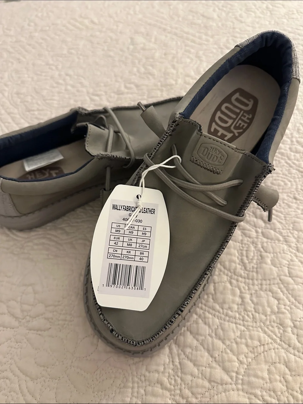 Hey Dude Men's Grey Slip-On Boat Shoes with Soft Lining